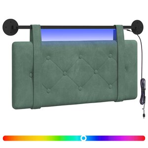 vidaXL Tête de lit suspendue Avec lumière LED Vert Mer Velours