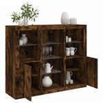 vidaXL Buffets avec lumières LED 3 Pièces chêne fumé bois d'ingénierie