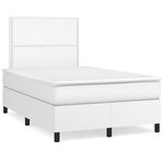 vidaXL Sommier à lattes de lit matelas LED blanc 120x190 cm similicuir