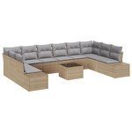 vidaXL Ensemble de canapé de jardin à 11 pièces avec coussins en rattan poly noir