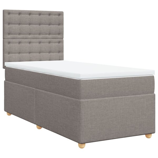 vidaXL Sommier à lattes de lit avec matelas Taupe 90x200 cm Tissu