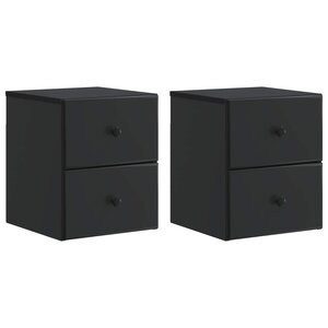 vidaXL Cabinet de chevet mural 2 Pièces Noir 34 5 x 33 x 40 cm