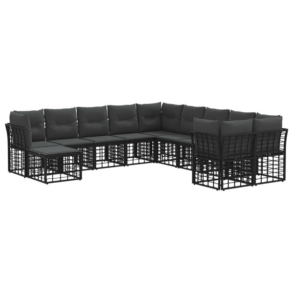 vidaXL Ensemble de canapés d'extérieur 11 Pièces Noir et Gris foncé