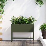 vidaXL Bac de jardin surélevé Vert olive 60 x 26 x 45 cm Acier