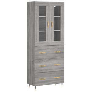 vidaXL Buffet haut Sonoma gris 69 5x34x180 cm Bois d'ingénierie
