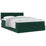 vidaXL Cadre de lit ottoman avec matelas vert foncé 140x190 cm velours