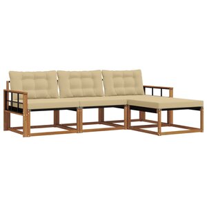vidaXL Ensemble de canapés d'extérieur 4 pc Naturel et Beige