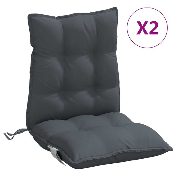 vidaXL Coussins de chaise à dossier bas lot de 2 anthracite