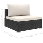 vidaXL Salon de jardin 8 Pièces avec coussins Résine tressée Noir