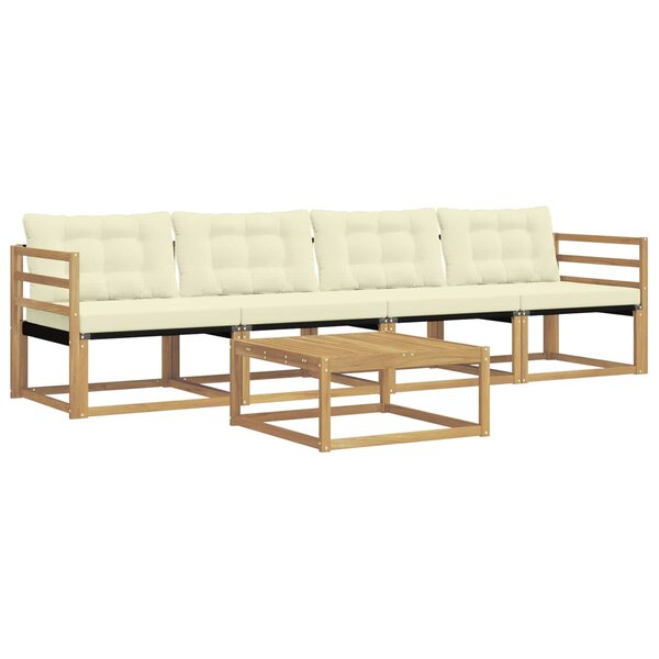 vidaXL Ensemble de canapés d'extérieur 5 Pièces Blanc et crème