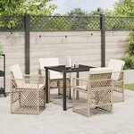 vidaXL Ensemble de salle à manger pour jardin 5 Pièces Beige polyrotin