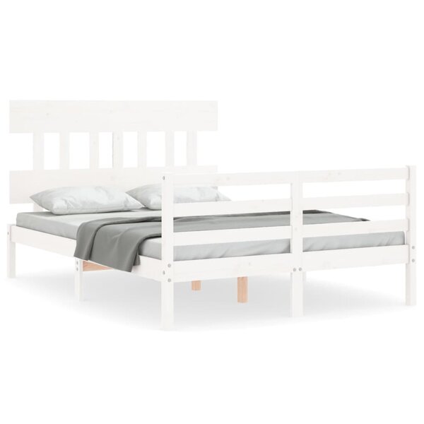 vidaXL Cadre de lit sans matelas blanc 140x190 cm bois massif