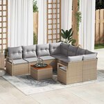 vidaXL Ensemble de canapé de jardin 9 Pièces Beige  gris clair