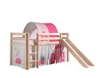 PINO Lit Compact avec Toboggan + Rideau de lit Princess + Tunnel de lit Princess