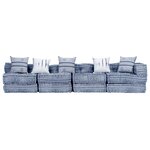vidaXL Pouf modulaire à 4 places Indigo Tissu