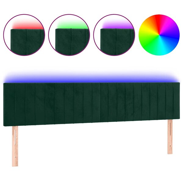 vidaXL Tête de lit à LED Vert foncé 180x5x78/88 cm Velours
