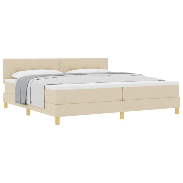 vidaXL Lit à ressorts avec coussin Crème 200 x 200 cm tissu