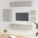 vidaXL Ensemble de meubles TV 8 Pièces Gris béton Bois d'ingénierie