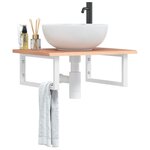 vidaXL Étagère de vasque murale acier et bois de chêne massif