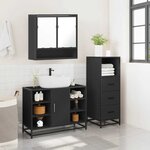 vidaXL Ensemble de meubles salle de bain 3 Pièces noir bois d'ingénierie