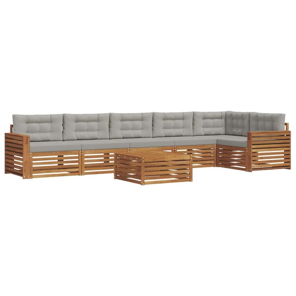 vidaXL Ensemble de canapés d'extérieur 7 pc Gris Naturel et Clair