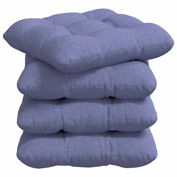vidaXL Coussins de siège 4 pc Tissu Bleu denim 40 x 40 x 12 cm