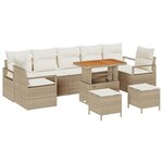 vidaXL Ensemble de canapé de jardin 10 Pièces Beige Poly rotin
