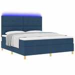 vidaXL Lit à ressort LED avec matelas Bleu 180 x 200 cm tissu