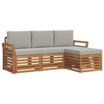 vidaXL Ensemble de canapés d'extérieur 4 pc Gris Naturel et Clair
