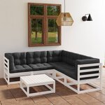 vidaXL Salon de jardin 6 Pièces avec coussins Bois de pin massif