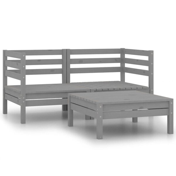 Salon de jardin meuble d'extérieur ensemble de mobilier 3 pièces gris bois de pin massif 02_0016049