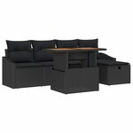 vidaXL Ensemble de canapé de jardin 6 Pièces Noir polyrotin