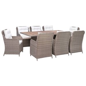 Salon de jardin meuble d'extérieur ensemble de mobilier avec coussins 9 pièces résine tressée marron 02_0018329