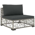vidaXL Salon de jardin 6 Pièces avec coussins résine tressée gris