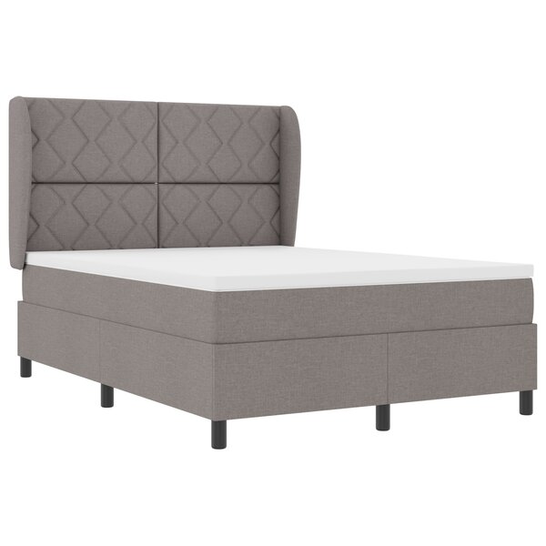 vidaXL Lit à ressorts avec matelas - Taupe  140x190 cm  en tissu