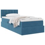vidaXL Lit de Rangement avec matelas Bleu foncé 100 x 200 cm Velours