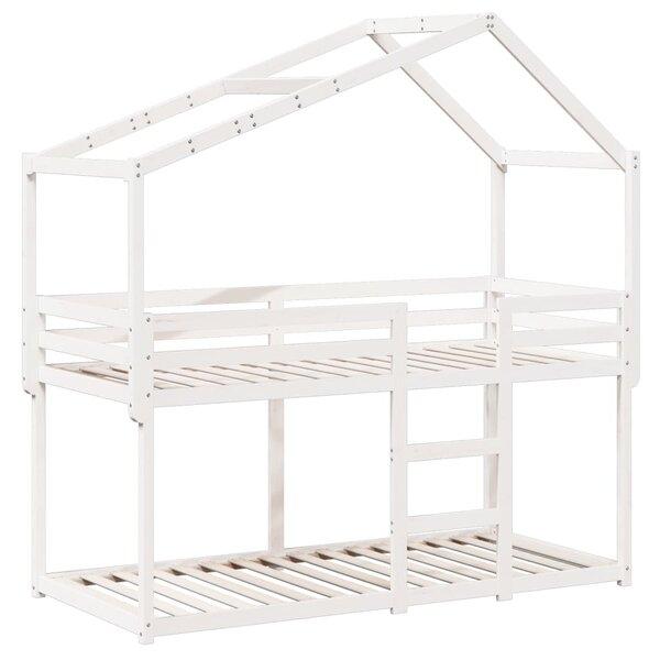vidaXL Lit superposé avec toit blanc 80x200 cm bois massif de pin