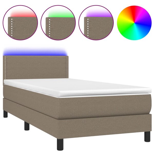 vidaXL Sommier à lattes de lit avec matelas LED Taupe 90x190 cm Tissu