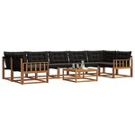 vidaXL Ensemble de canapés d'extérieur 8 Pièces Naturel et Noir