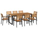 vidaXL Ensemble à manger de jardin 9 Pièces bois d'acacia solide et métal
