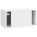 vidaXL Meuble TV mural Montage mural Blanc brillant 59 5 x 31 x 30 cm