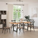 vidaXL Table à manger avec bord naturel 200x100x74cm bois massif chêne