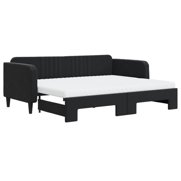 vidaXL Lit de jour avec gigogne et matelas noir 90x200 cm velours