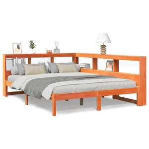 vidaXL Lit bibliothèque sans matelas cire marron 150x200 cm pin massif
