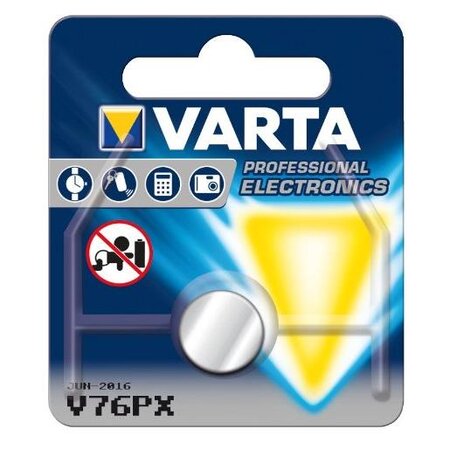 Pile Bouton Oxyde d' Argent 'Electronics' V76PX SR44 1,55 volt VARTA