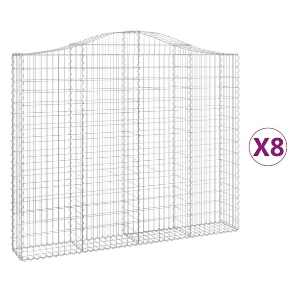 vidaXL Paniers à gabions arqués 8 Pièces 200x30x160/180 cm Fer galvanisé