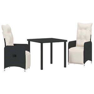 vidaXL Ensemble de salle à manger pour jardin 3 Pièces Noir polyrotin