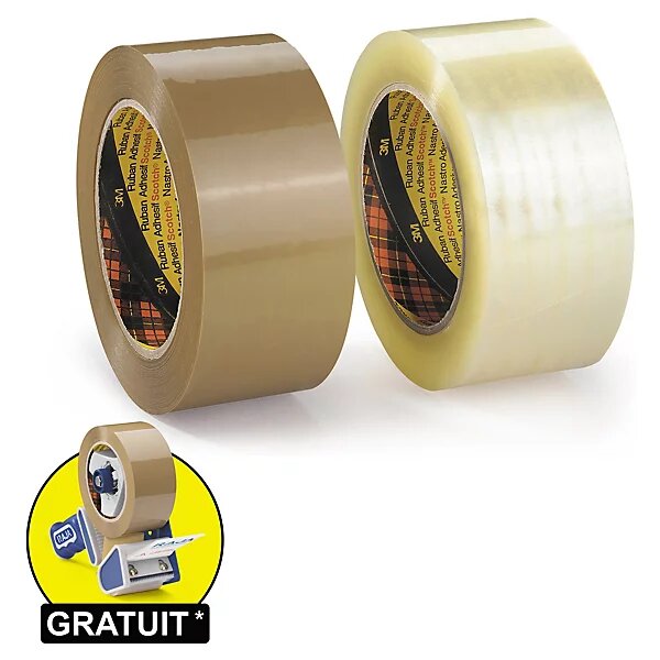 Ruban adhésif scotch 3m 375 polypropylène transparent ultra-résistant  50 microns 48 mm x 66 m (lot de 36)