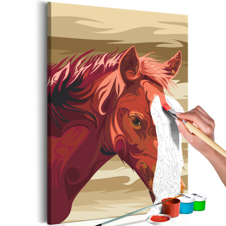 Tableau à peindre par soi-même - cheval bai l x h en cm 40x60