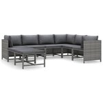 vidaXL Salon de jardin 8 Pièces avec coussins Résine tressée Gris
